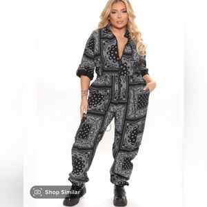 Black bandana print jumpsuit
